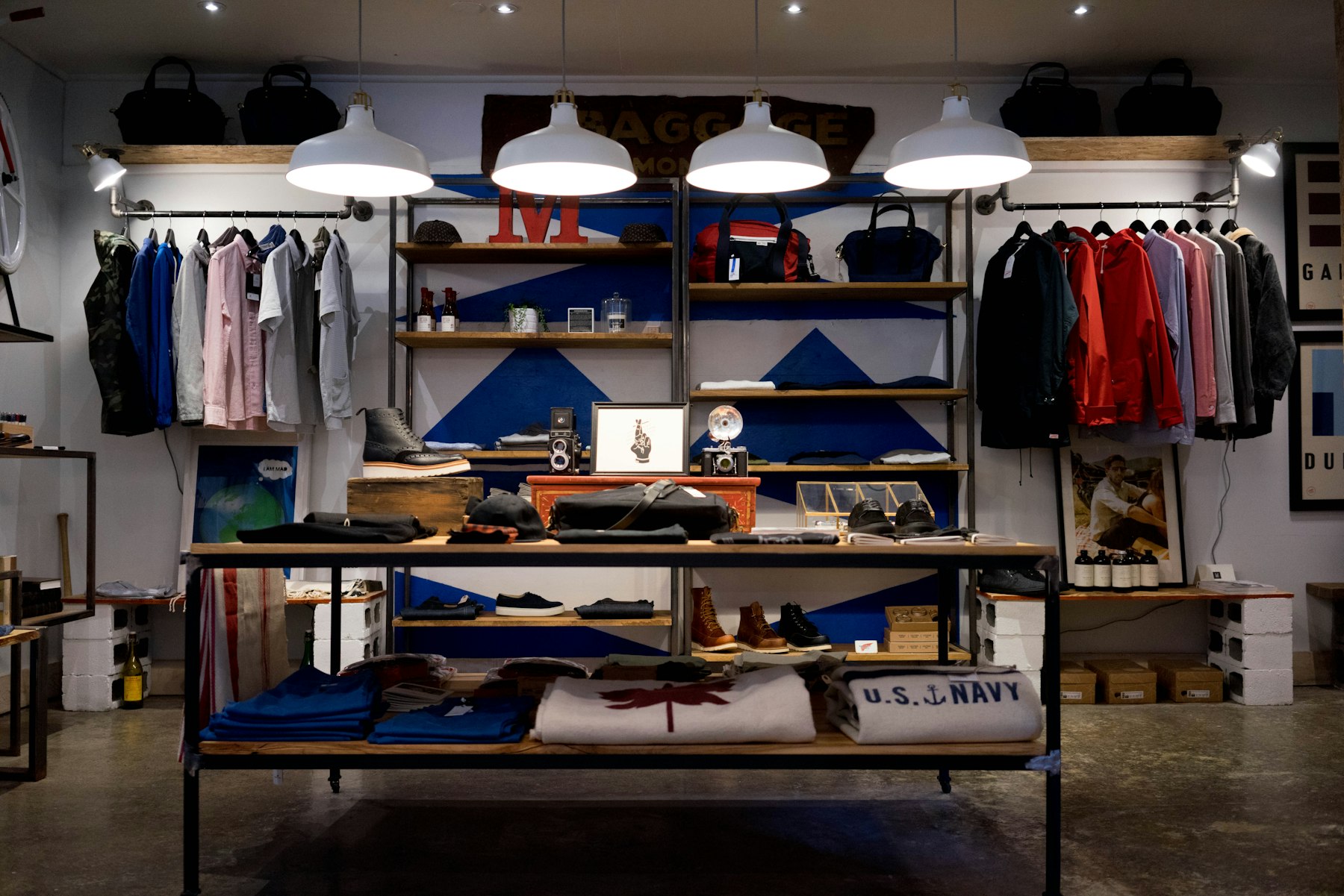 Clothing rails in a retail store